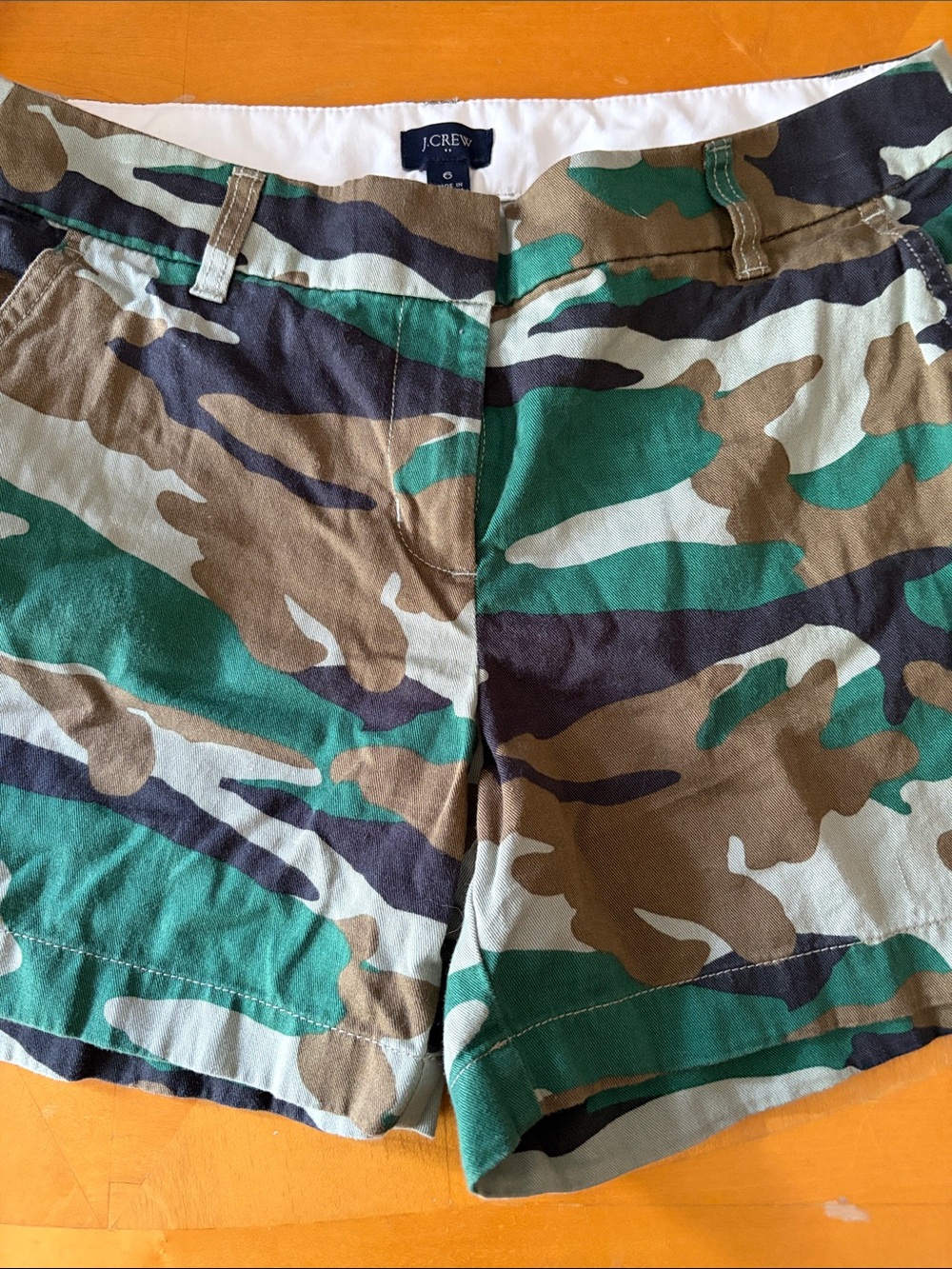 J. Crew Camo Print Cotton Bermuda Shorts in Green and Brown